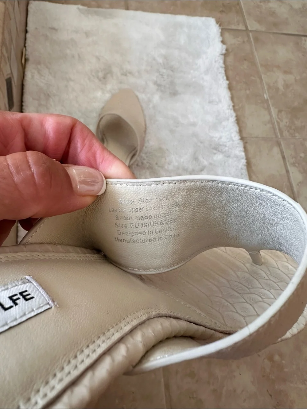 Naked Wolfe Neutral Textured Thong Wedge Mules